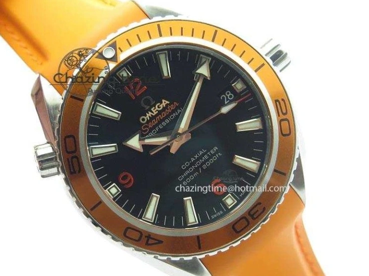 0417 Breathable Planet Ocean SS Bp Maker 45mm Orange Bezel On Orange Rubber Strap A 8221